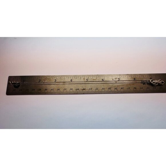 Estate Sterling Silver 925 Infinity Loop Necklace with CZ Accents, 18”, Italy - Picture 10 of 13